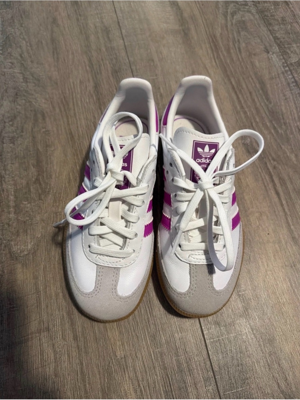 adidas Kids White and Purple Retro Low-Top Sneakers
